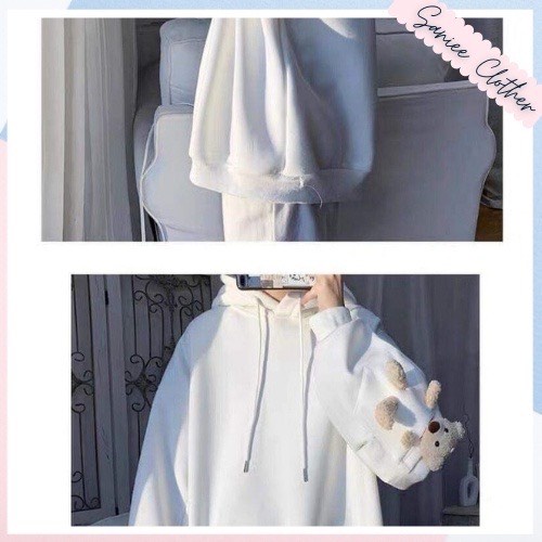 Áo Hoodie Nữ Tay Gấu Bông Mũ Có Tai Siêu Đáng Yêu 3 Màu Chất Liệu Nỉ Saniee Clother Mã 642 | BigBuy360 - bigbuy360.vn