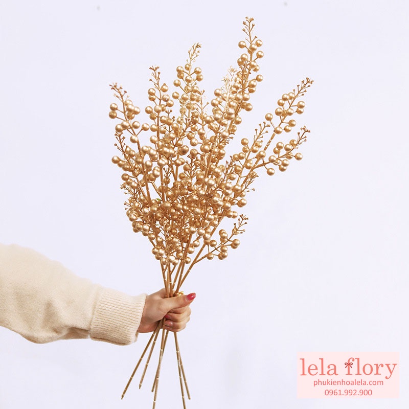 Cành vàng lá ngọc - Lá giả trang trí Decor nhà cửa dịp tết Lela Flower, lan hồ điệp đồng - HOG0007