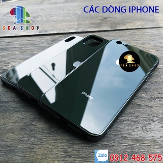 Ốp lưng cho iPhone 6,6s,7plus,8plus,XSmax,XR,11Pro Max viền nhựa dẻo-mặt lưng bằng kính cường lực màu sắc luôn tươi sáng