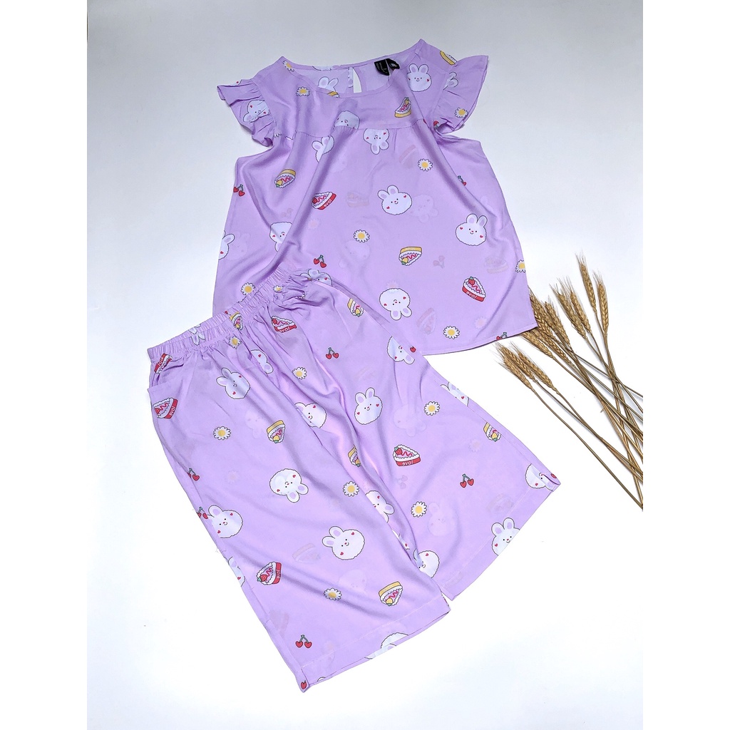 F21 LỬNG CÁNH TIÊN - ĐỒ BỘ MẶC NHÀ VẢI LANH MÁT MẺ CHO  CÁC BẠN NỮ