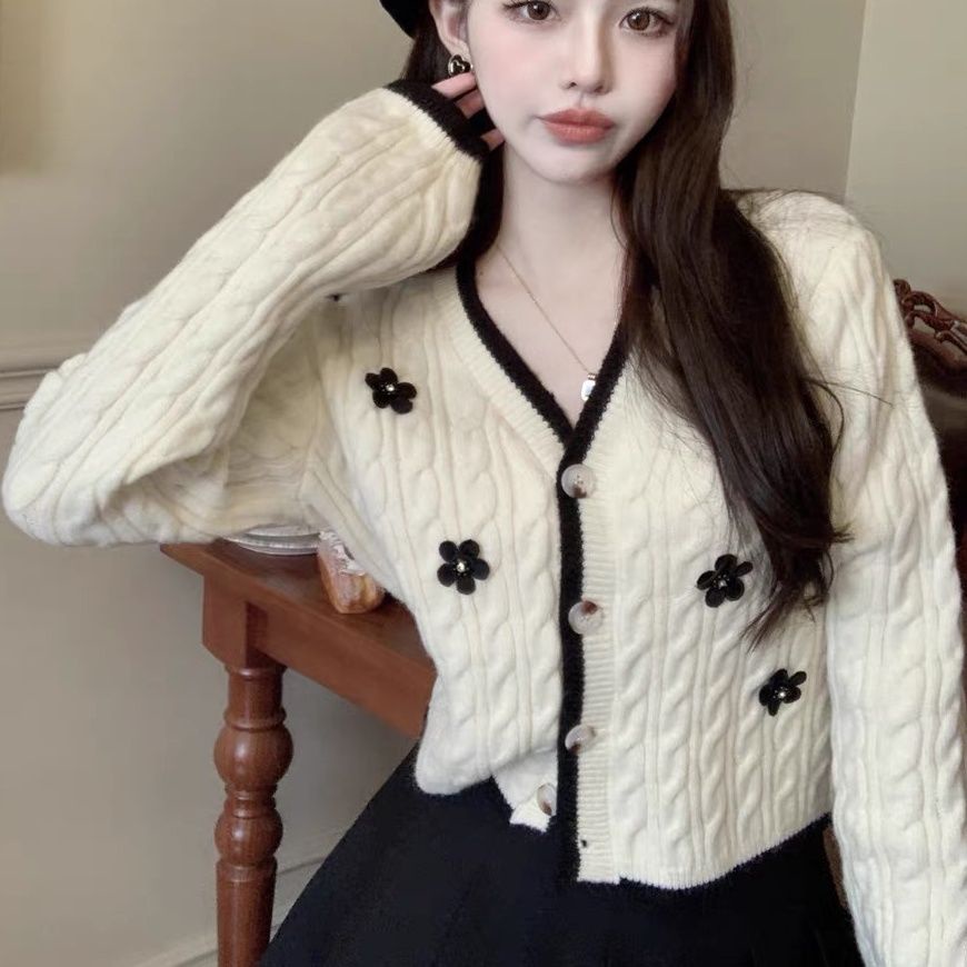 Áo Khoác Cardigan Dệt Kim Cổ Chữ V Xinh Xắn Thời Trang  tao bao