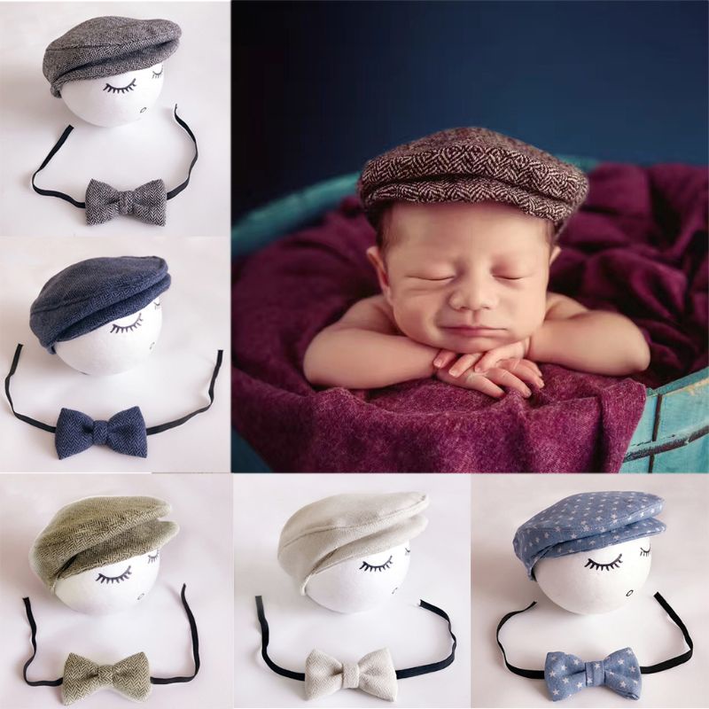 Mũ Beanie Và Cà Vạt Đan Len Thủ Công Làm Phụ Kiện Chụp Ảnh Cho Bé Sơ Sinh