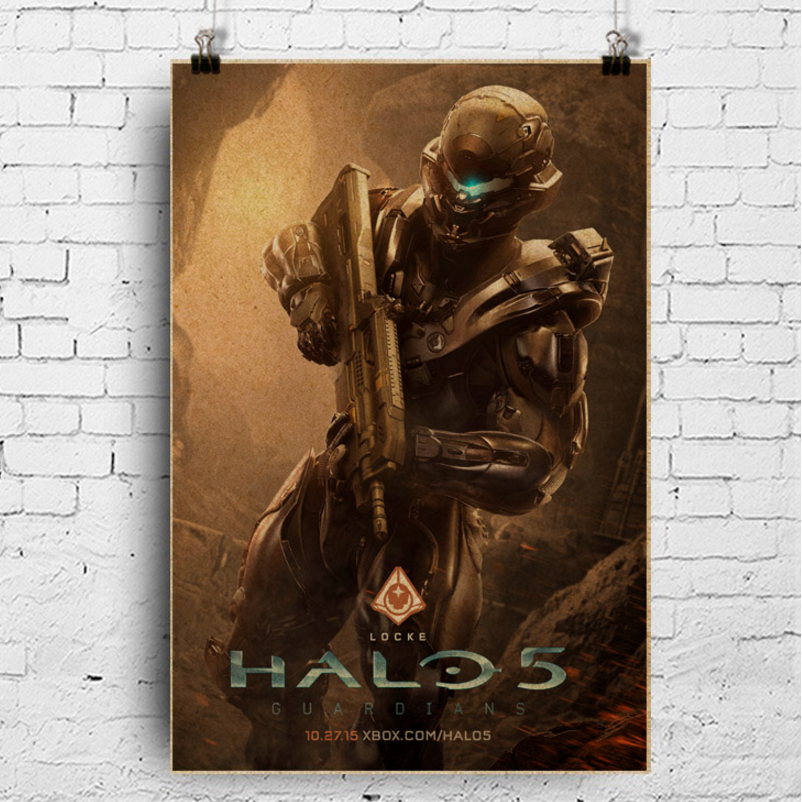 1 Miếng Dán Tường Trang Trí Hình Game Halo 5: Guardians Master Chief Phong Cách Cổ Điển