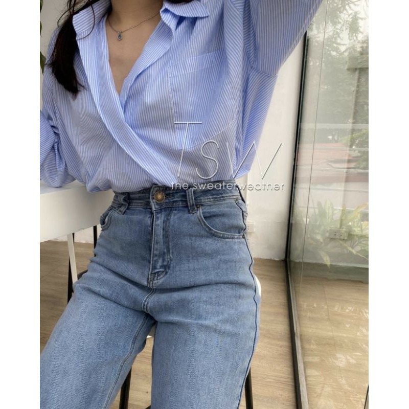 ÁO SƠ MI XANH VẠT CHÉO THE SWEATER WEATHER