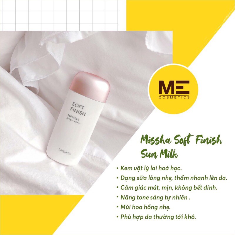 KEM CHỐNG NẮNG MISSHA SOFT FINISH SUN MILK SPF 50+ PA+++