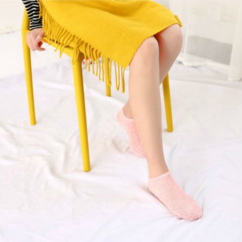 Đôi tất trơn chất cotton chống trượt cổ thấp xinh xắn