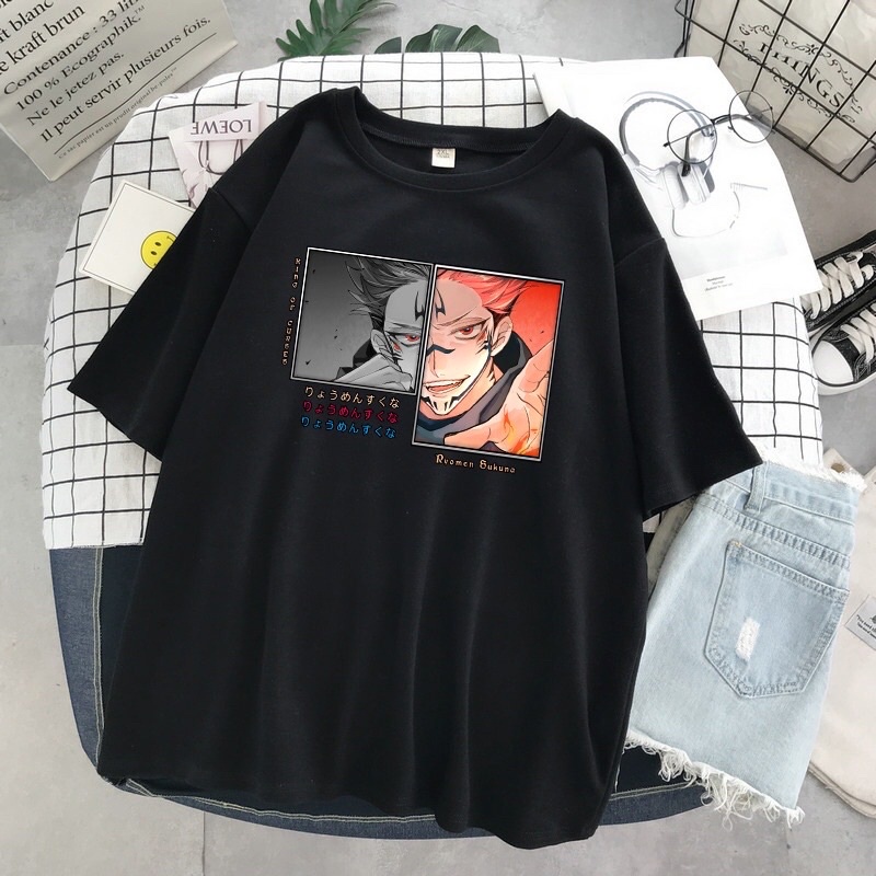 Áo Thun Tay Lửng In Hình Ryomen Sukuna anime Jujutsu Kaisen Nam Nữ Đủ Size