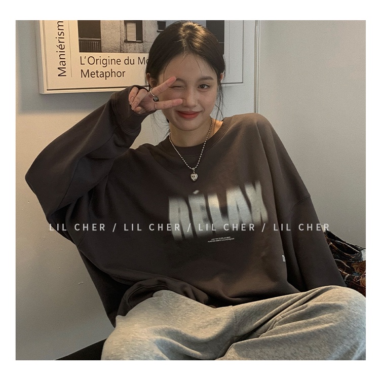 Áo Thun Tay Dài In Chữ Thời Trang Dành Cho Nữ