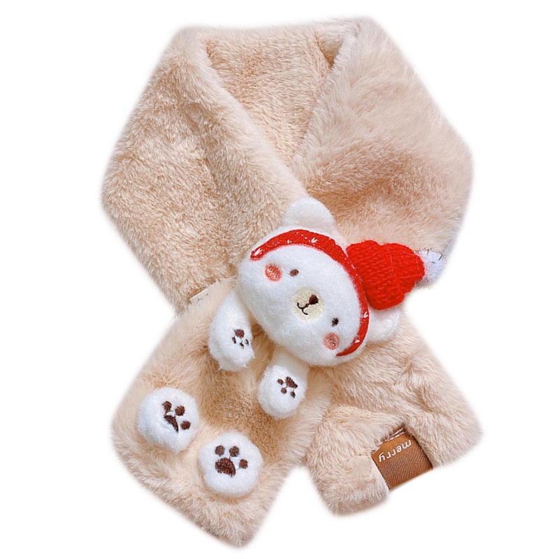 Khăn Choàng Cổ Bằng Vải Bông Dày Dặn Giữ Ấm Mùa Đông Hình Gấu Hoạt Hình