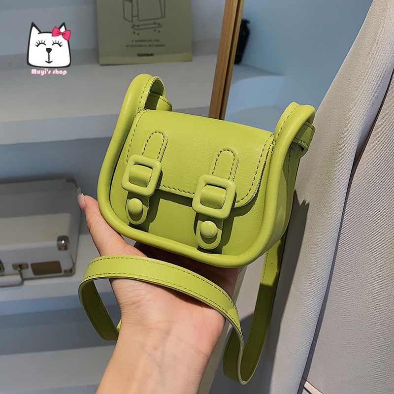 Túi Đeo Chéo mini Màu Trơn Phong Cách retro Thời Trang Mùa Hè 2022 Dành Cho Bạn Nữ