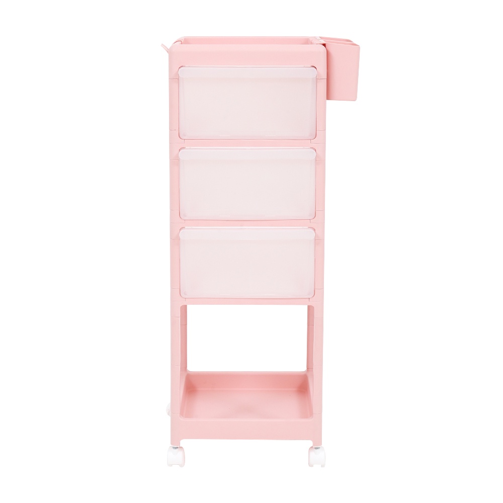HomeBase STACKO Kệ nhựa 4 tầng có bánh Thái Lan VIVE W42xD46xH89cm màu hồng