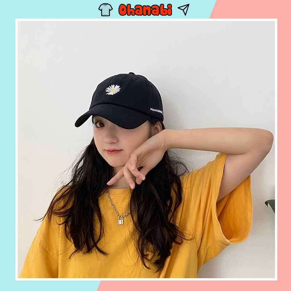 Mũ lưỡi trai hoa cúc trắng nhuỵ vàng hot trend M02
