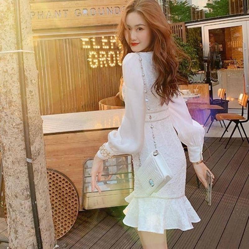 Đầm Dáng Ôm Cổ Chữ V Phong Cách Xuân Thu Thời Trang Mới 2022