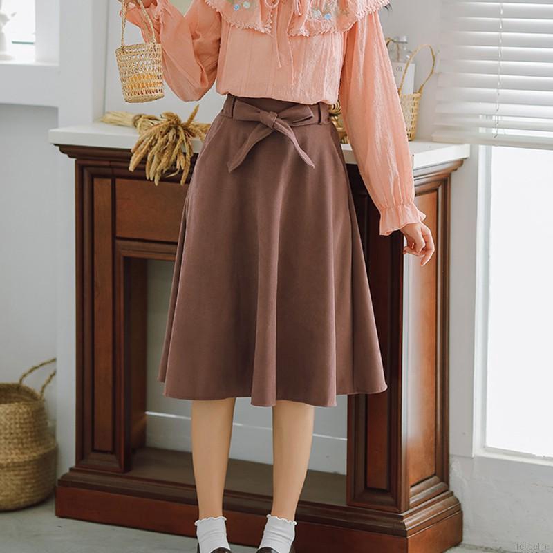 Chân váy dài cột nơ lớn 6 màu phong cách cổ điển cho nữ