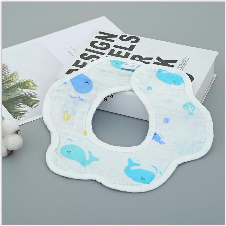 Yếm tròn sợi tre 360 độ 4 lớp có cúc bấm