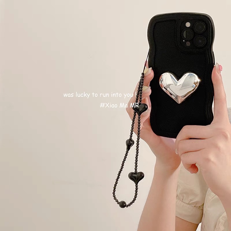 Ốp Điện Thoại Có Dây Đeo Trái Tim Cho iPhone 14 pro max X XS XR XS max 13proamx 11 11 pro 11 pro max 12 12 12 pro 12 pro max