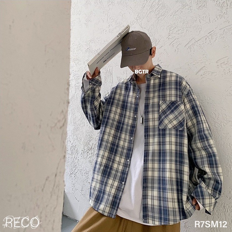 Áo sơ mi nam nữ Hàn Quốc cao cấp dáng rộng dài tay Shirt Loose R7SM12