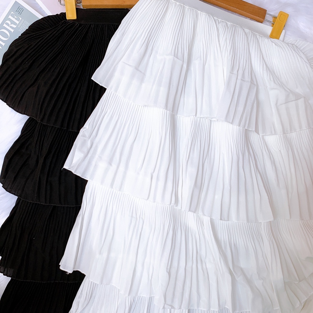 Chân váy dài nữ NHẬT LINH chân váy 4 tầng nhún dáng xòe cạp chun nhiều màu - CV247
