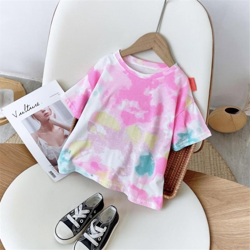 Áo Thun Tay Ngắn Chất Liệu Cotton In Họa Tiết Thời Trang Dành Cho Bé Gái 3-8 Tuổi