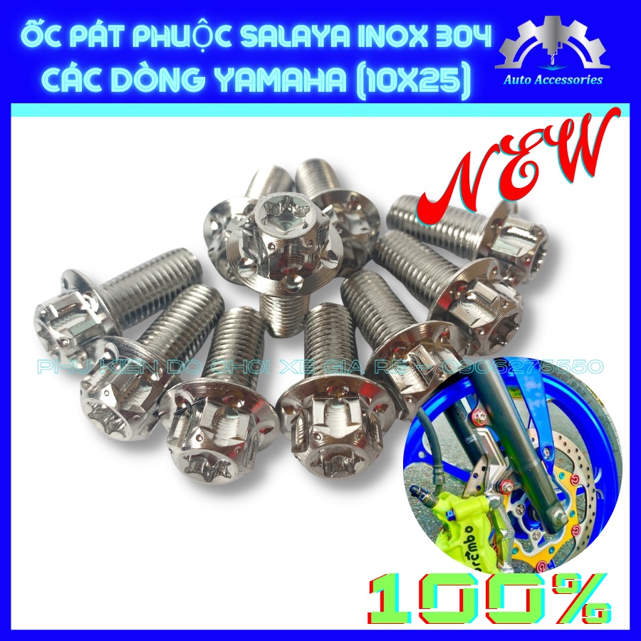 ỐC SALAYA, ỐC PÁT bắt Phuộc size 10li25  cho các dòng xe máy Yamaha, làm từ Inox 304, không gỉ, cứng cáp bền chắc