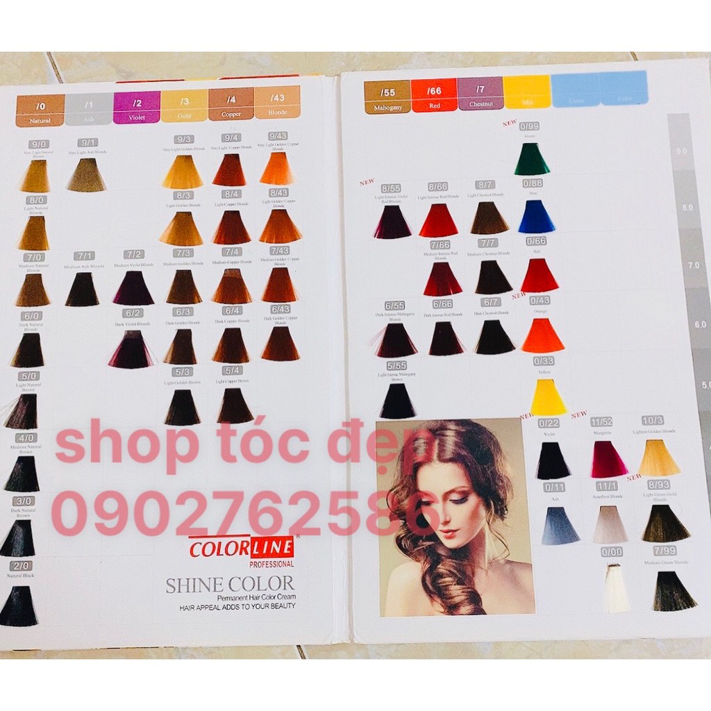 (giá sĩ) Màu Nhuộm Tóc Colorline Shine chuẩn tông cho salon 100ml