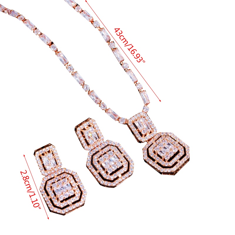 Youyo Set Vòng cổ Và Bông Tai Mặt Vuông Đính Đá Zircon Đơn Giản Cho Nữ Tuổi Teen Ngày Lễ Tình Nhân