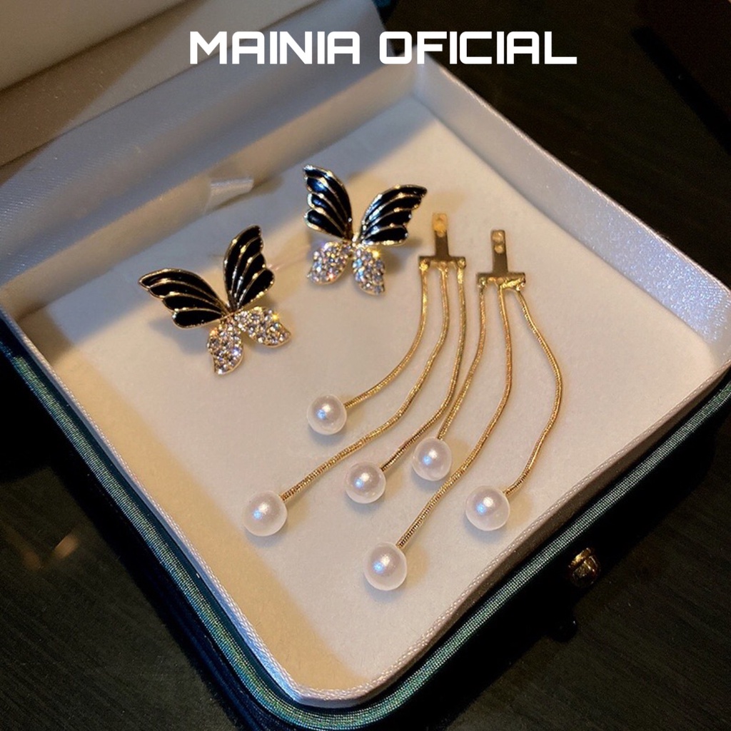 [Siêu Đẹp Y Hình] Bông Tai Mạ Bạc S925 Butterfly Đính Đá Dây Ngọc Ngọc Đơn Giản Thanh Lịch Dễ Thương Mainia Shop