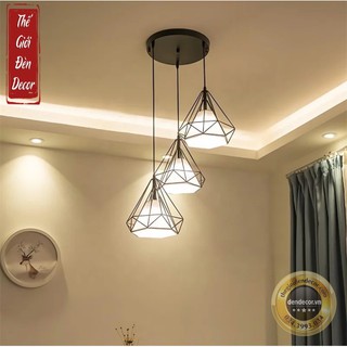 Đèn thả đơn,đèn trang trí kim cương khung sắt sơn tĩnh điện D250