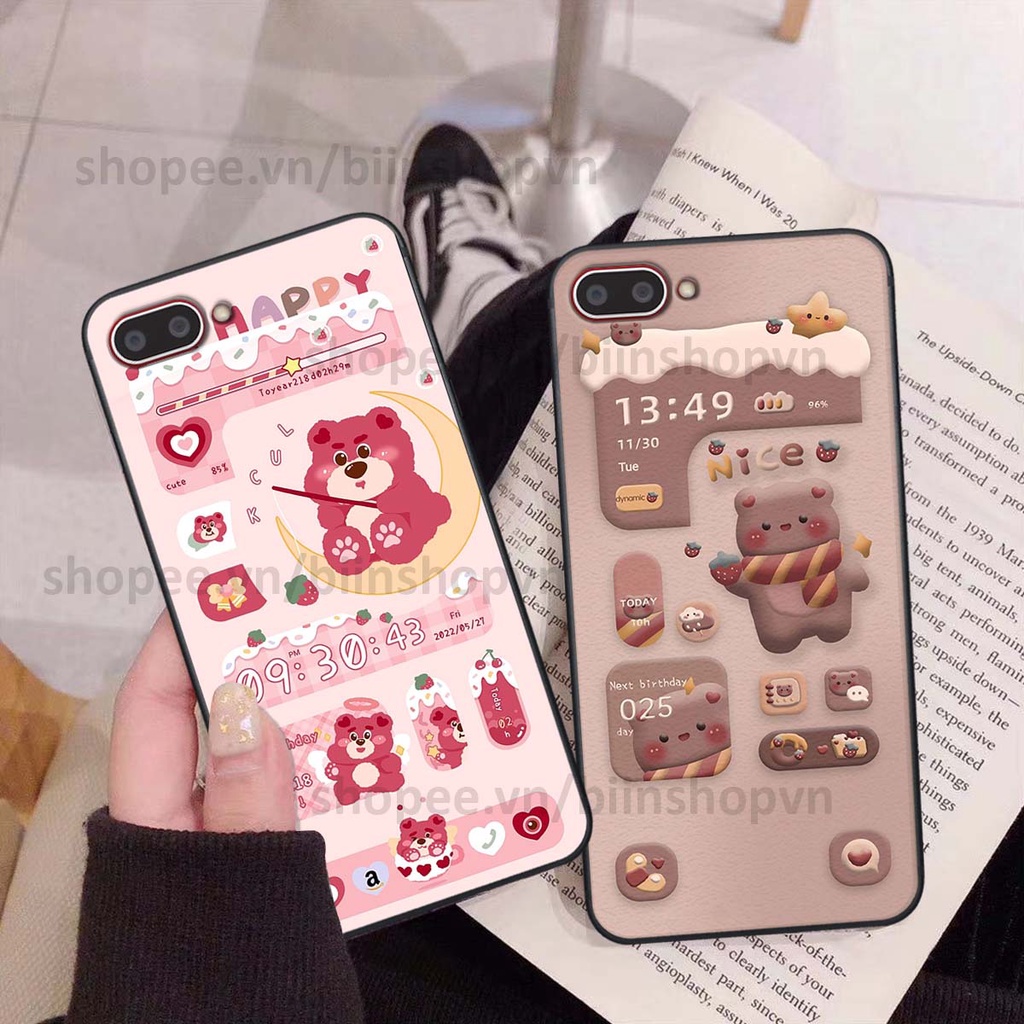 Ốp Oppo A3s / A1k in 3D icon gấu nổi siêu xinh, siêu đáng yêu, cá tính phong cách
