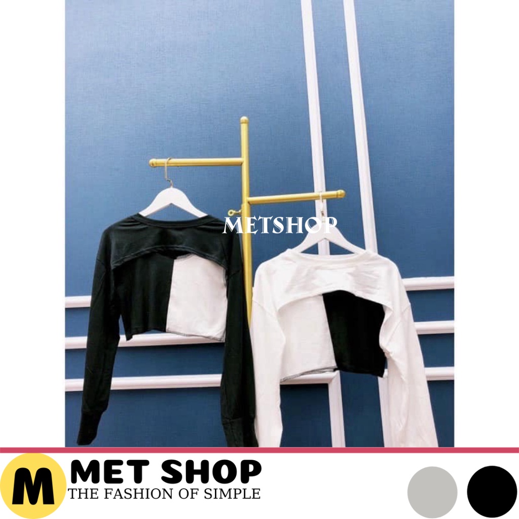 Sét áo croptop khoét ngực kèm áo 3 lỗ phối màu, set áo crt 2 món áo ngoài kèm áo trong chất zip cotton dầy mịn -METSHOP
