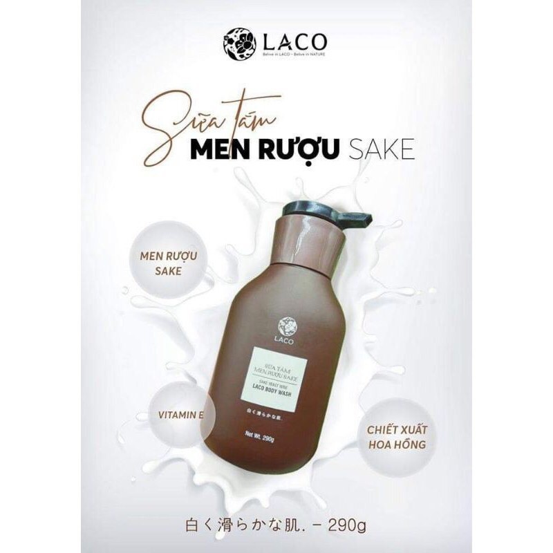 sữa tắm trắng da men rượu sake LACO HOT 290g