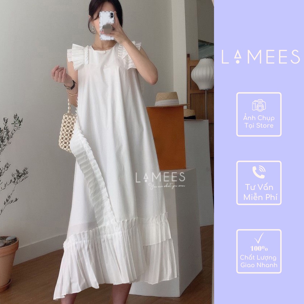 JENA DRESS - Váy kate xếp nếp cổ tròn - ẢNH CHỤP THẬT - cam kết y hình