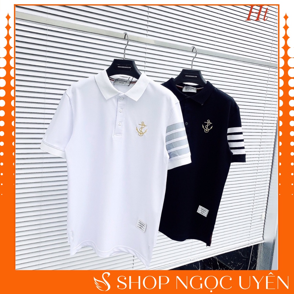 Áo polo thom nam nữ sọc tay , cổ cao cấp vải cá sấu cotton phong cách trẻ trung - Ngọc Uyên Store