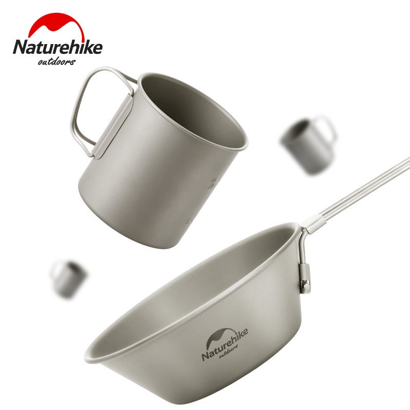 Cốc titanium, bát ăn titanium dã ngoại cao cấp siêu nhẹ Glamping NatureHike NH20CJ004 | NH20CJ005