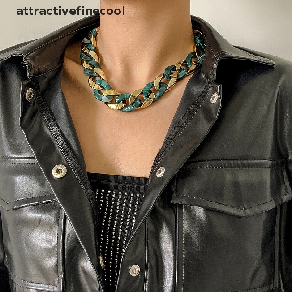 Acvn Vòng Cổ Choker Acrylic Dày Phong Cách Gothic Miami Curb Cuban