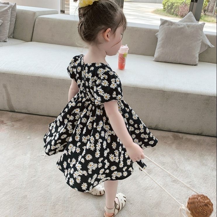 Đầm Công Chúa Chất Liệu Chiffon In Họa Tiết Hoa Cúc Phong Cách Phương Tây Thời Trang Mùa Hè Mới Cho Bé Gái
