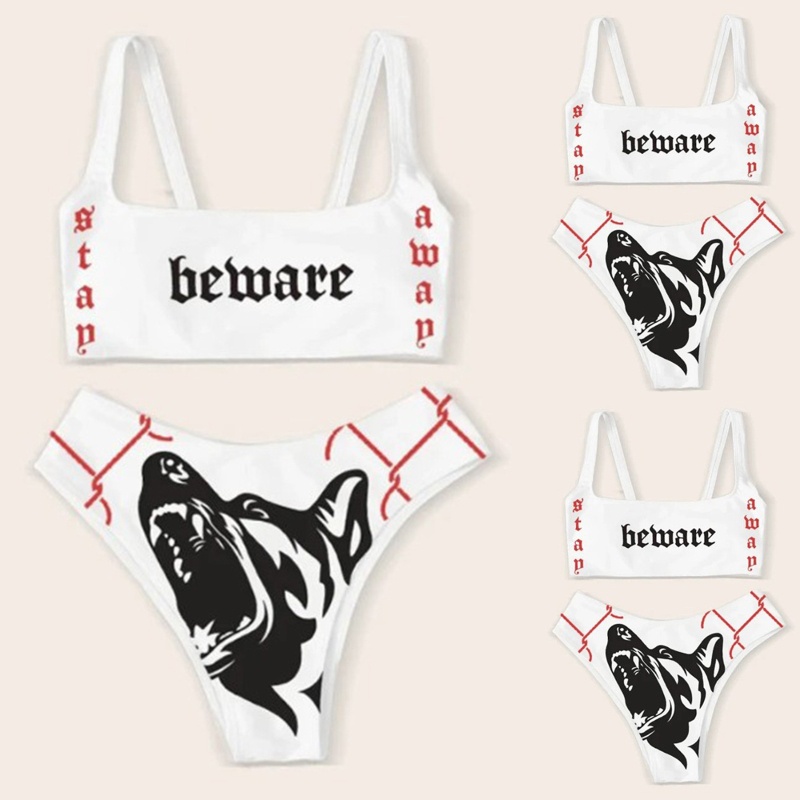 Bộ Đồ Bơi Bikini Hai Mảnh In Họa Tiết Quỷ Vui Nhộn Thời Trang Cho Nữ
