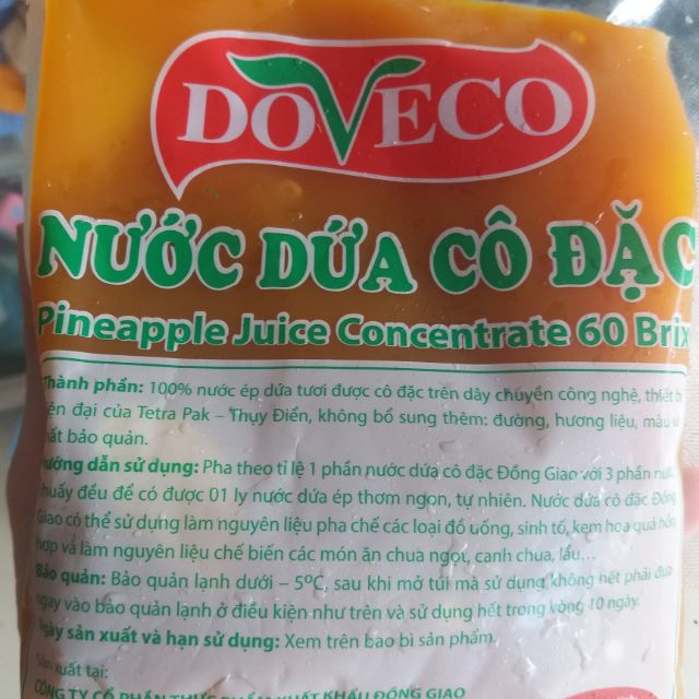 Nước dứa/ lạc tiên cô đặc Đồng giao- DOVECO- Tam điệp, Ninh bình
