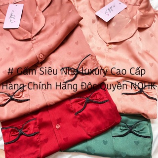Bộ pijama đùi lụa gấm tim cao cấp Nohk