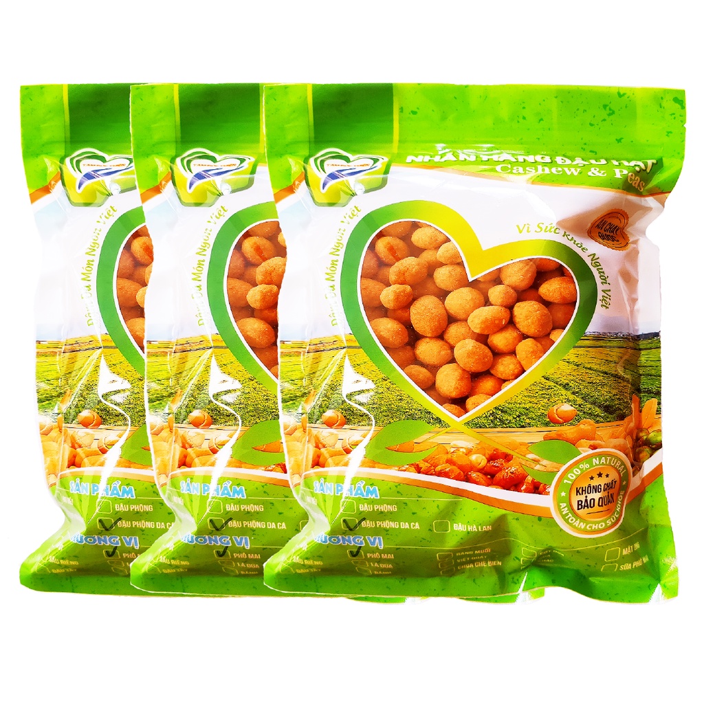 Combo 1K500GR Đậu Phộng Da Cá Phô Mai Tâm Đức Thiện 3 x Túi 500GR