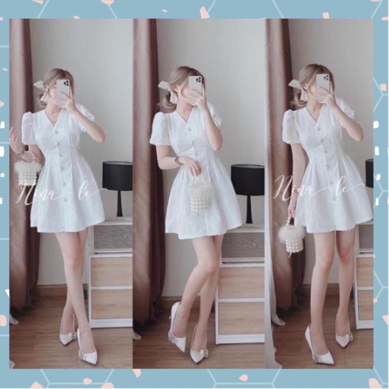 Váy Gấm Xốp Vân Nổi Hở Lưng