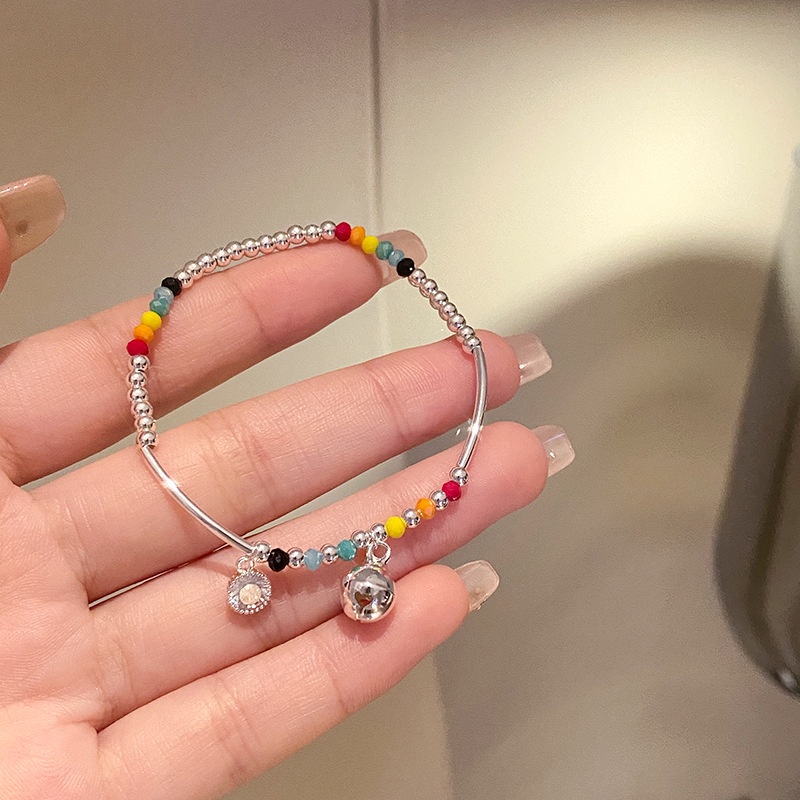 Vòng Đeo Tay Co Giãn Xỏ Hạt Màu Cầu Vồng Phong Cách Bohemian Dành Cho Nữ