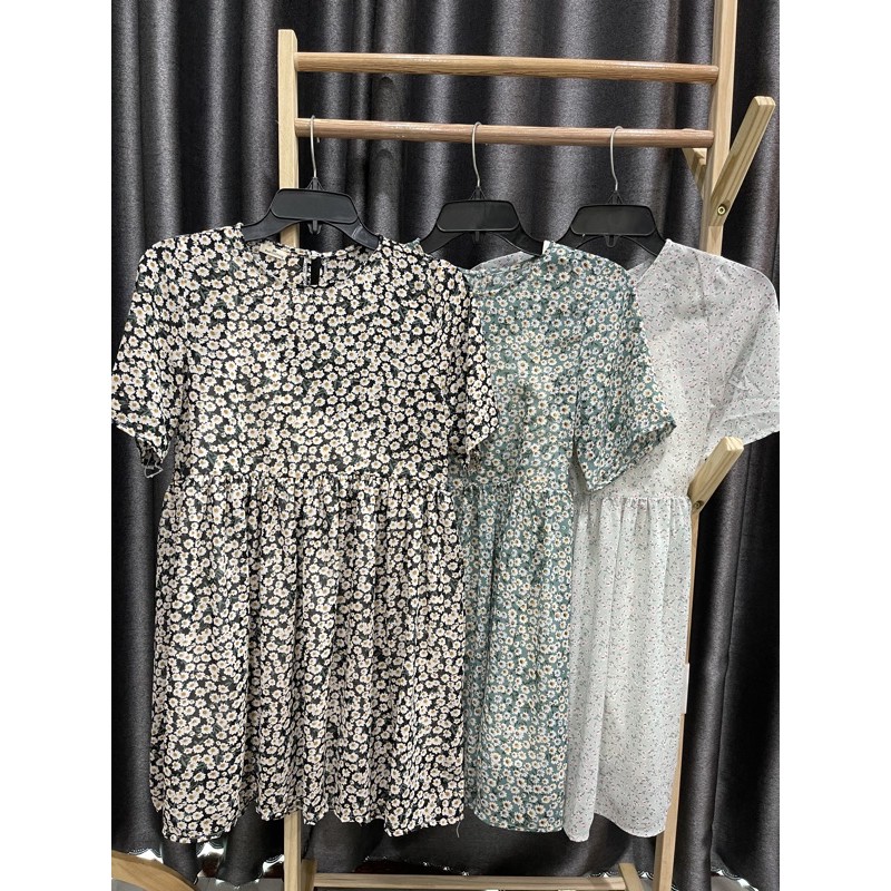 Đầm hoạ tiết xinh độc lạ minty dress mẫu babydoll hoa nhí chất voan mát rượi 2 lớp dày dặn có lót 2 dây