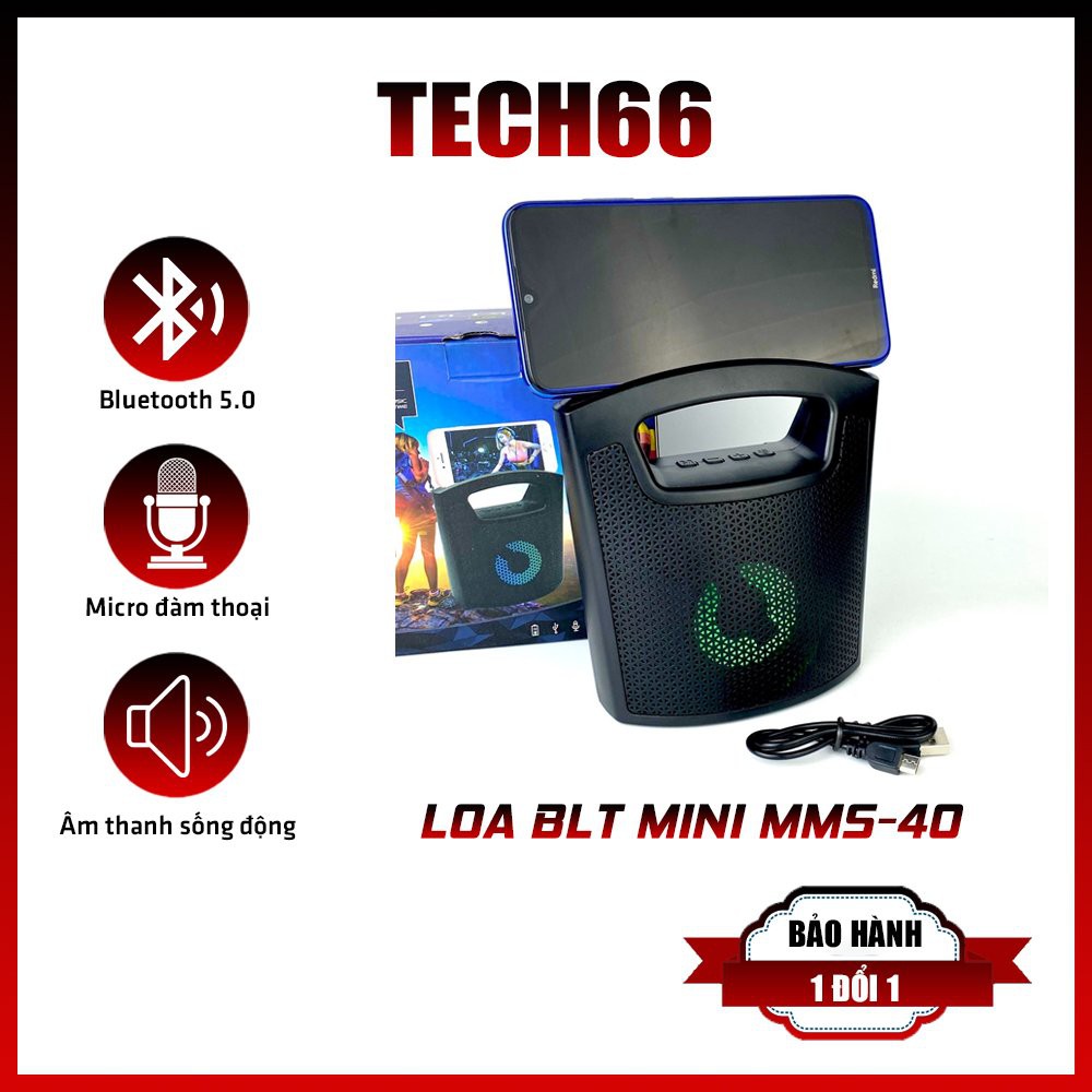 Loa bluetooth mini cầm tay MMS-40 nghe nhạc siêu bass không dây có đèn led