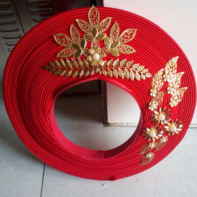 Khăn xếp 30 vòng đính hoa vàng