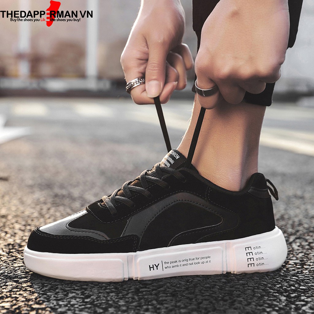 Giày thể thao sneaker nam THEDAPPERMAN WD887 chất liệu da lộn, đế cao su nhiệt dẻo, êm chân, chống trơn trượt, màu đen