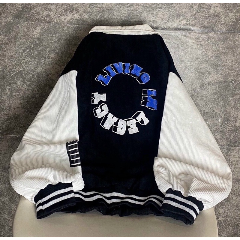 Áo khoác nỉ bomber bóng chày nam nữ form rộng unisex chữ E chất len tăm Áo khoác bomber cổ bẻ ulzzang  freeship  sale