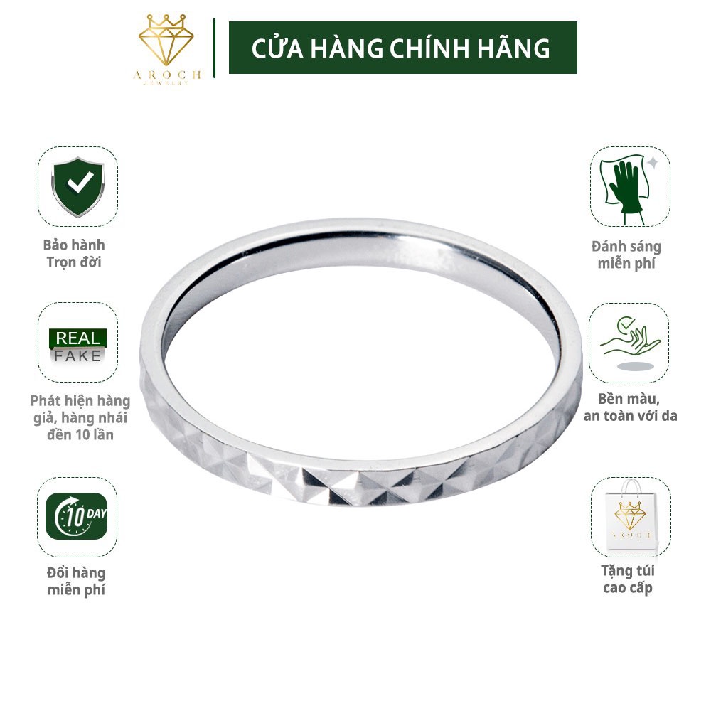 Nhẫn bạc nữ AROCH Jewelry Hàn Quốc sáng bóng, mặt chéo, basic, đơn giản bạc 925 J3236