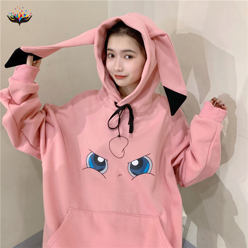 Áo Khoác Hoodie Dáng Rộng In Hình Pokemon Go Pikachu Dễ Thương Thời Trang Cho Nữ Cr1