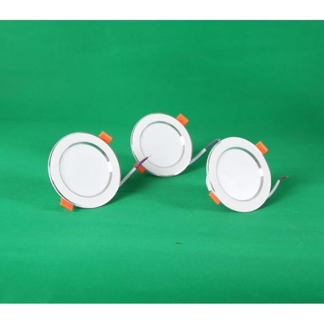 Bộ 3 Đèn Led âm trần đổi màu 5w viền bạc/vàng, đèn trang trí giá rẻ